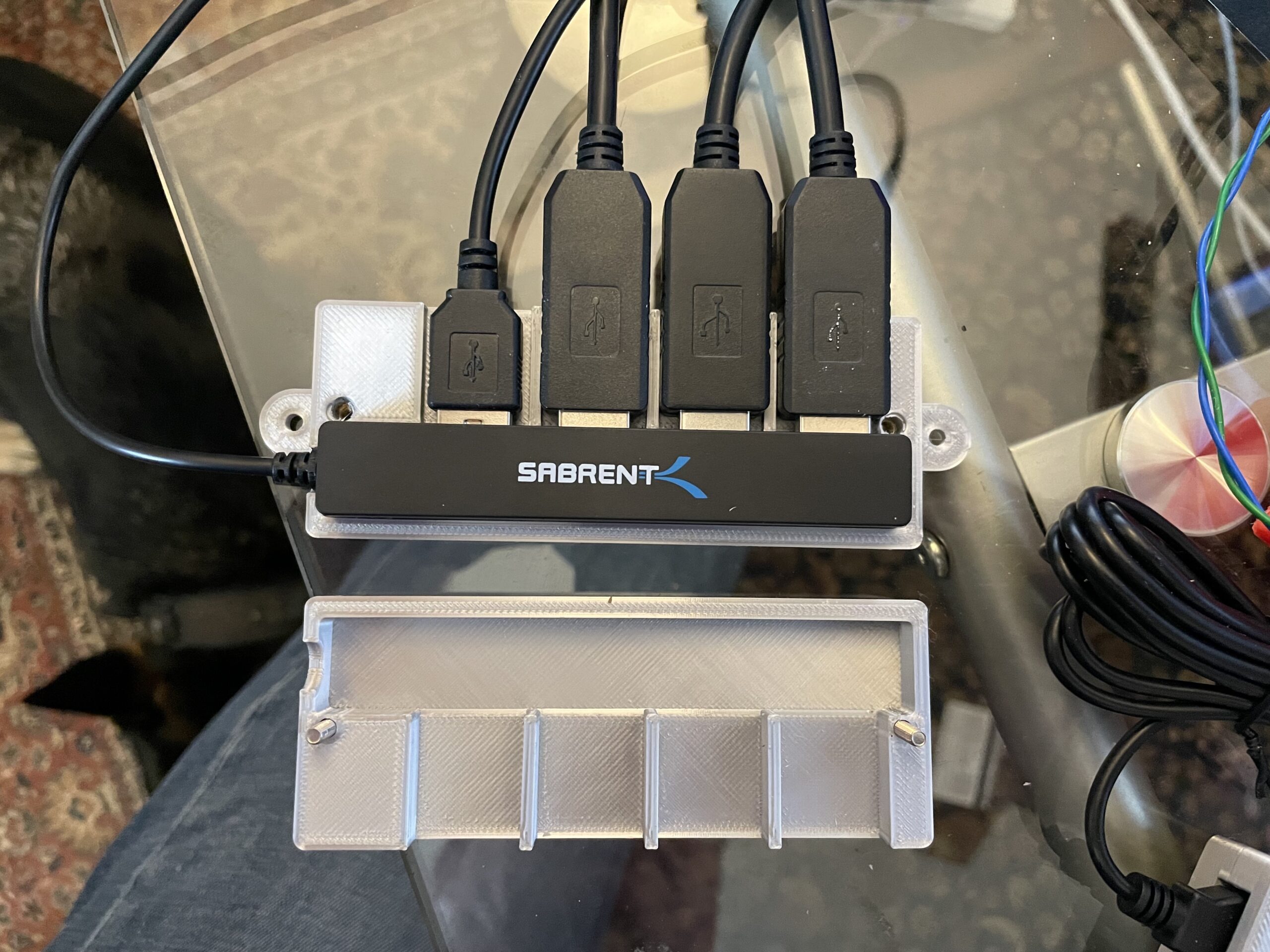 Interior shot of the USB hub enclosure prototype.